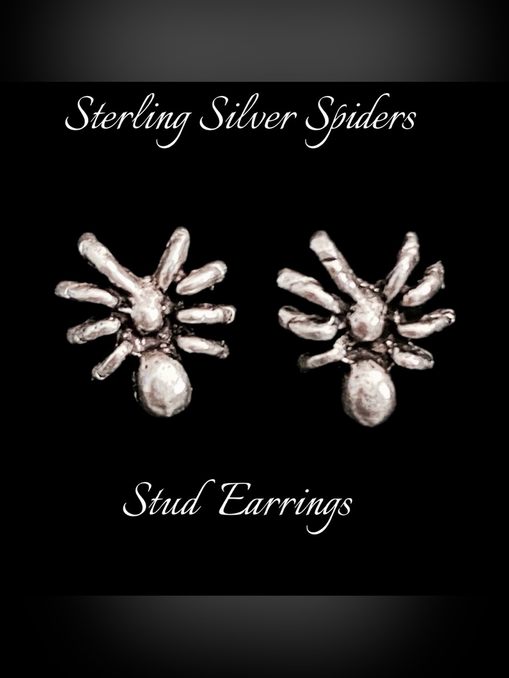Sterling Silver Spider Stud Earrings - Silver